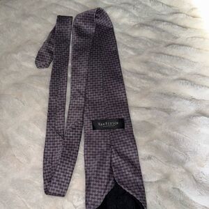 Van Heiden Men’s Silk Tie Purple Checkered Design Made In USA 100% Silk